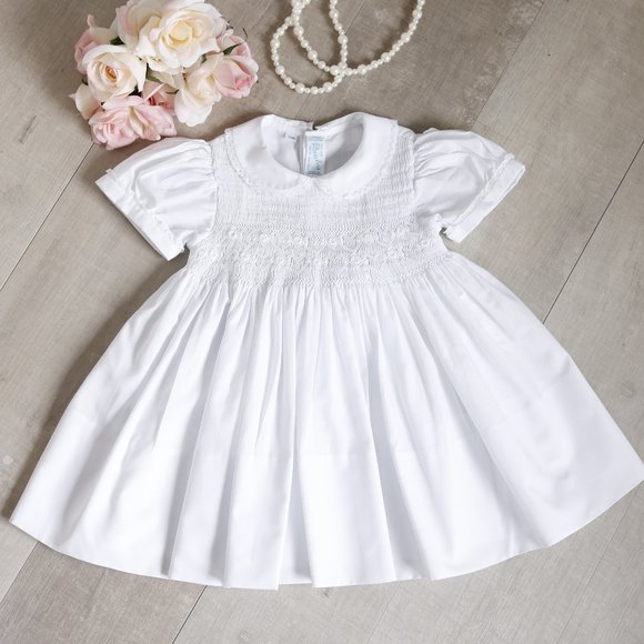 RARE White Heirloom Smocked Dress 4T Feltman Brothers Special Occasion Like New - Picture 1 of 6